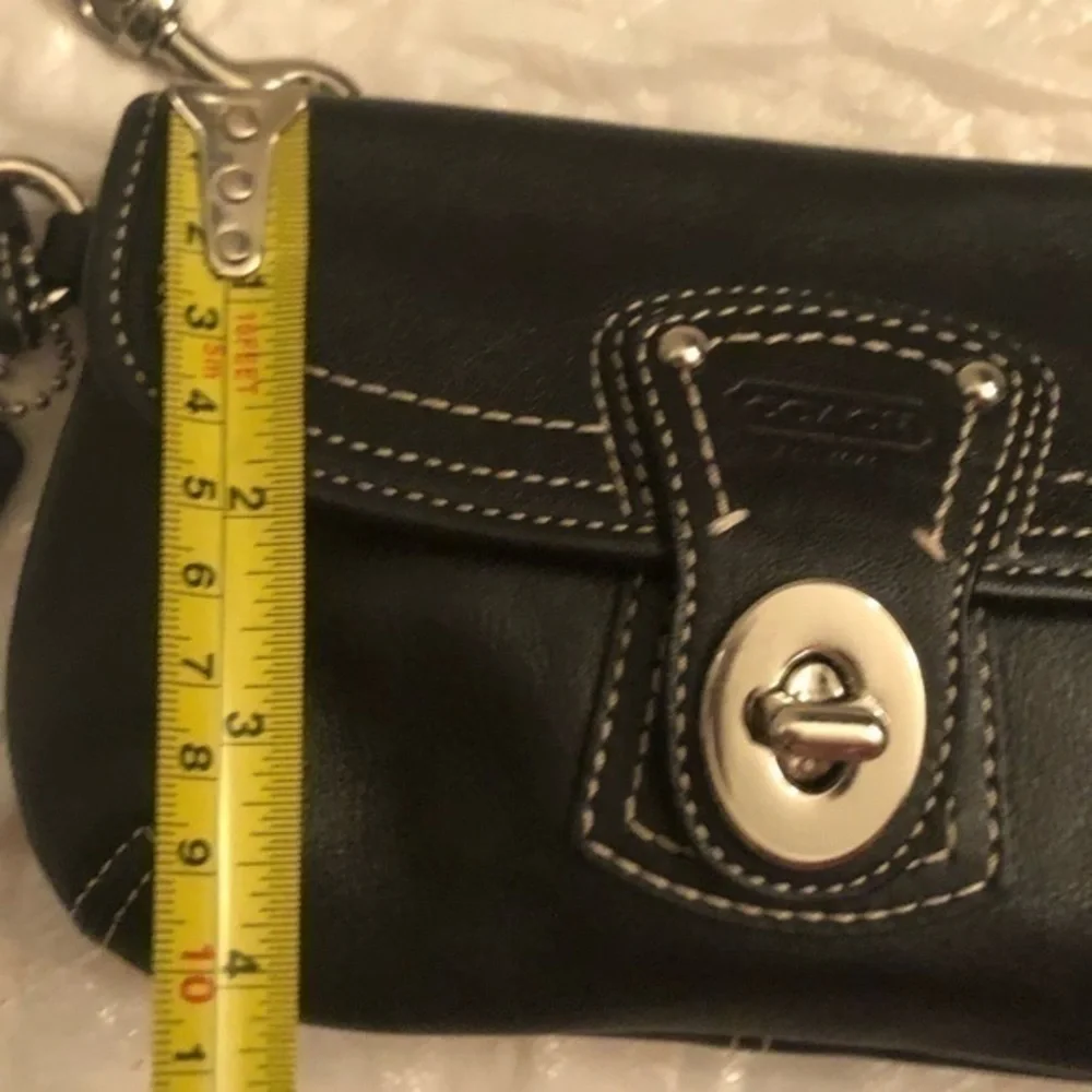 Coach black leather wristlet bag